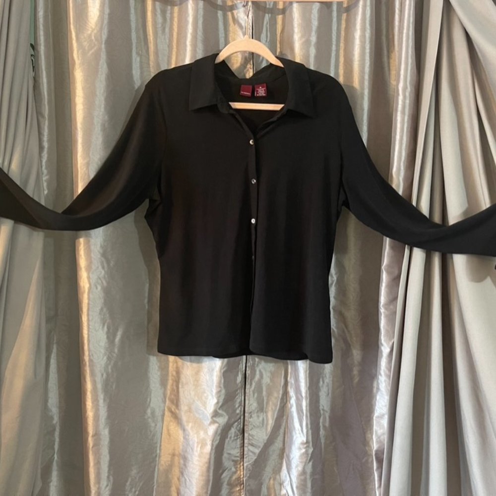 XL Merona long sleeve black button down blouse